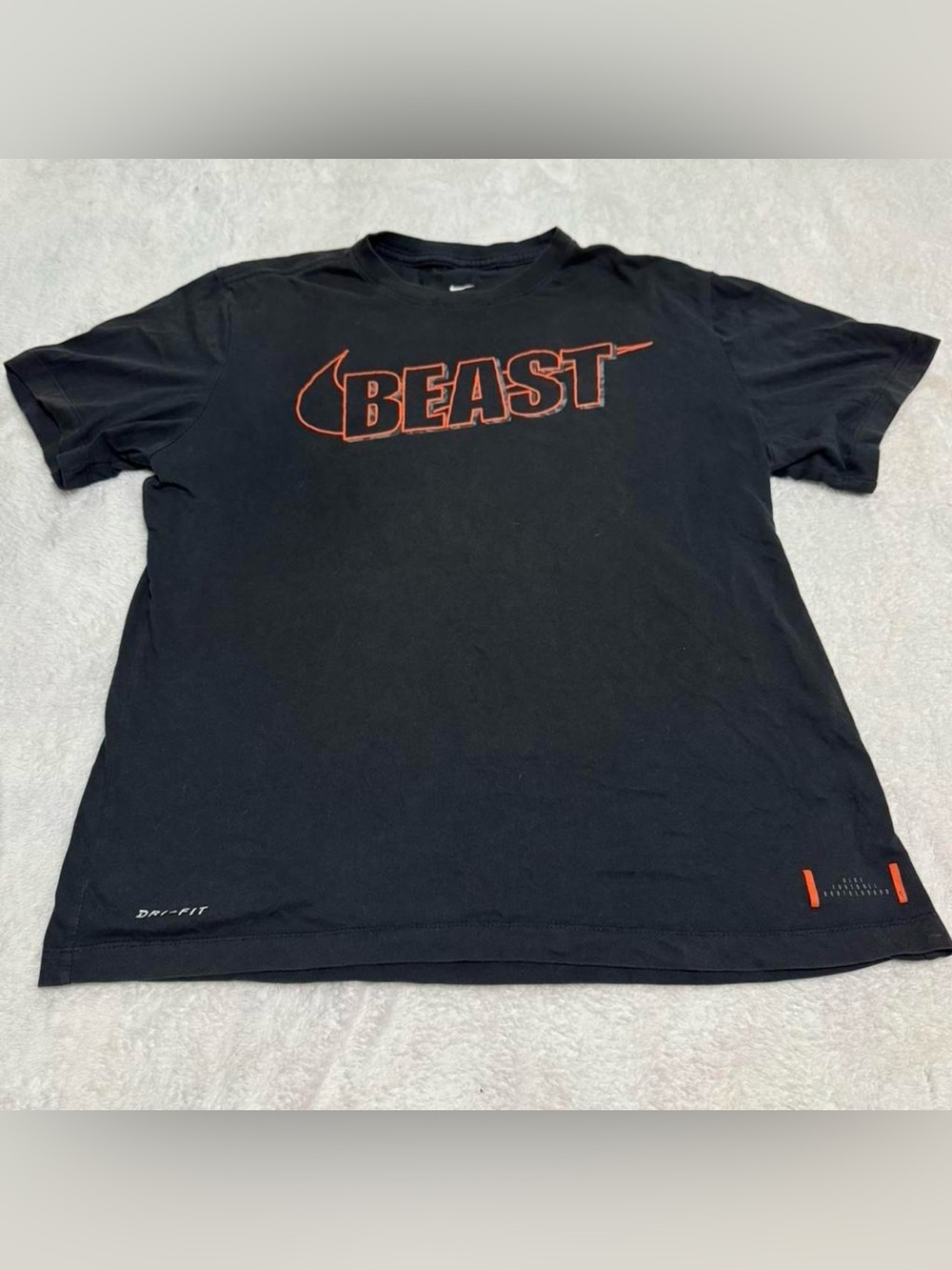 Nike Black Short Sleeve 'BEAST' Graphic Tee with Orange Trim
